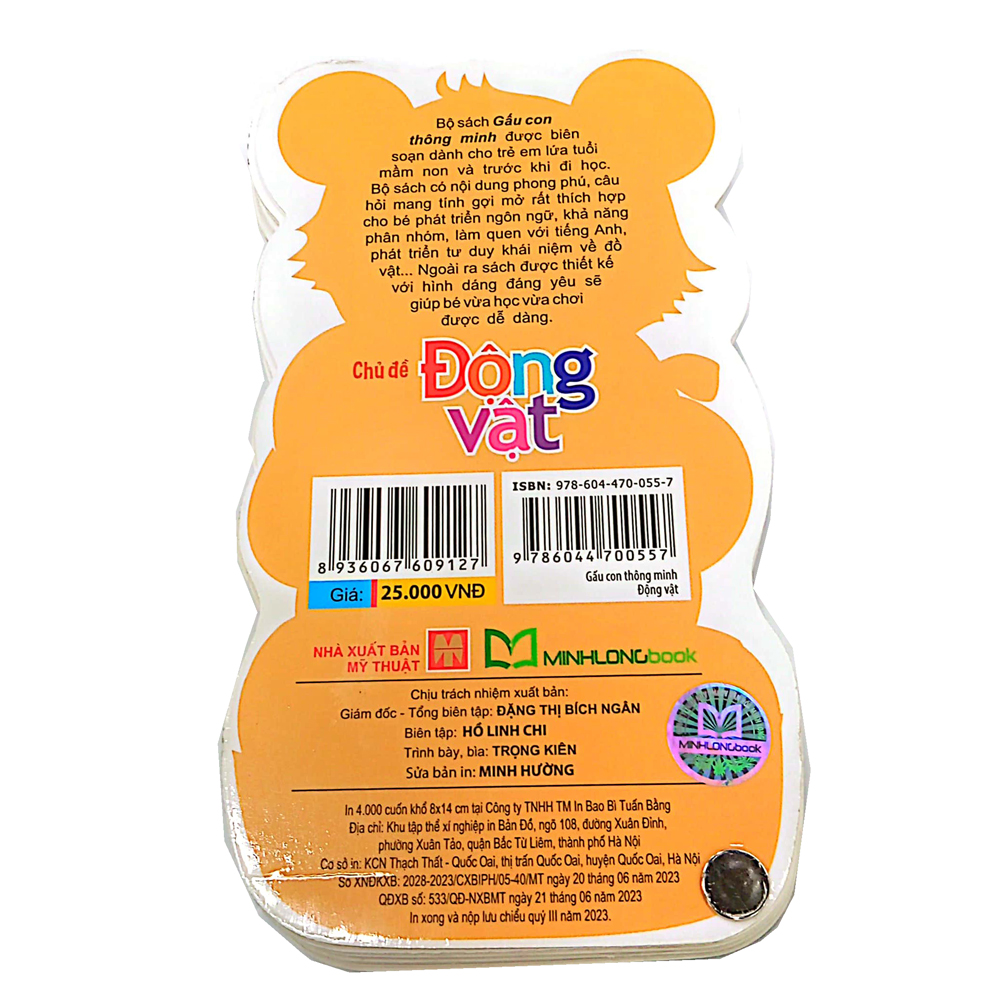 gấu con thông minh - dành cho trẻ mầm non - động vật (tái bản 2023)