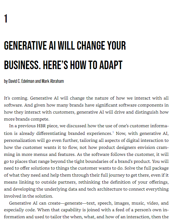 Generative AI (HBR Insights)