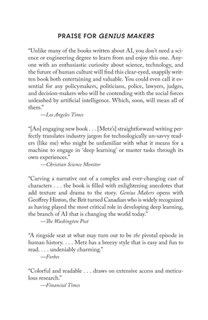 genius makers - the mavericks who brought ai to google, facebook, and the world