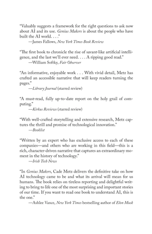 genius makers - the mavericks who brought ai to google, facebook, and the world