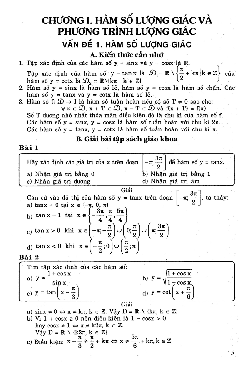 giải bài tập toán đại số - giải tích 11