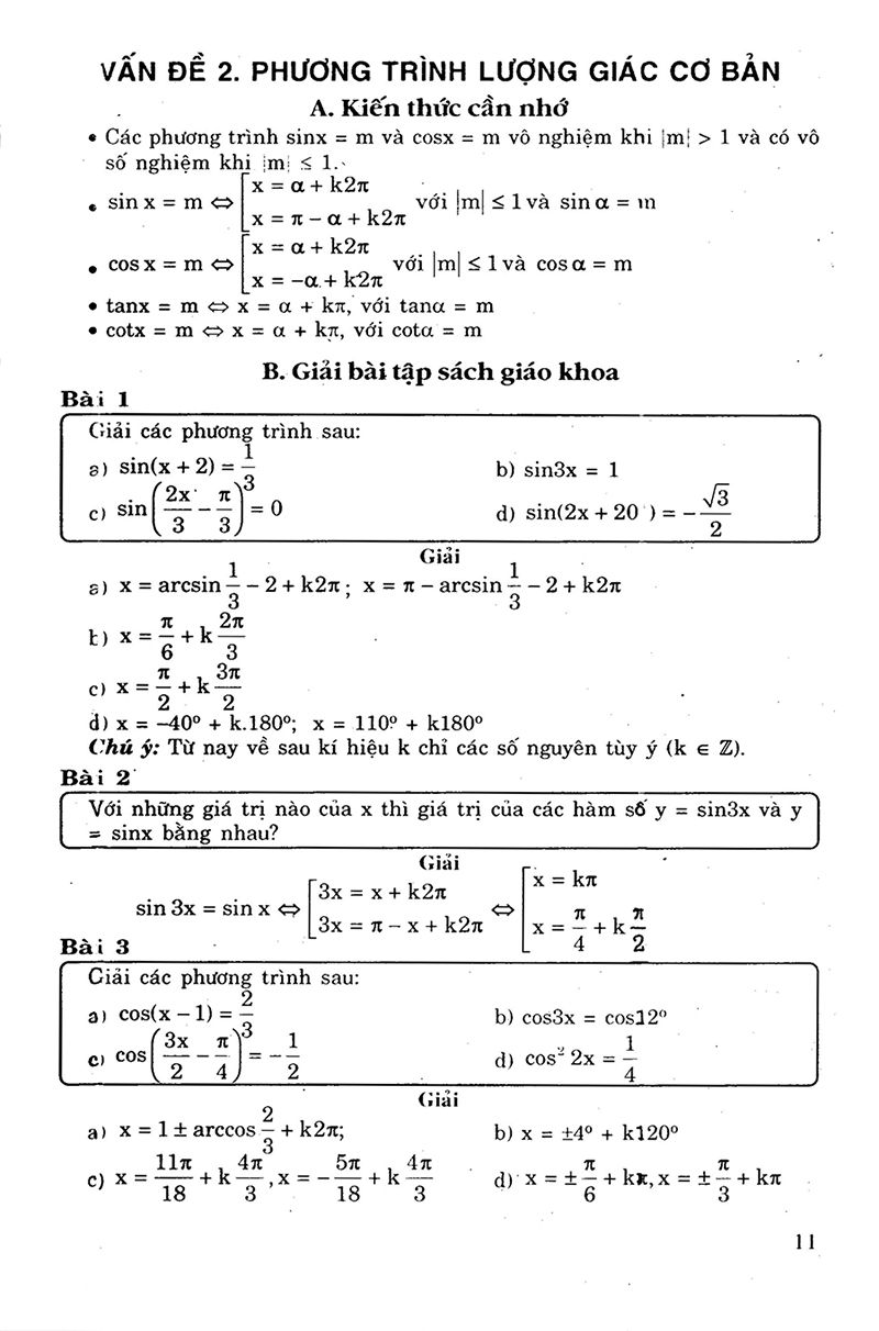 giải bài tập toán đại số - giải tích 11