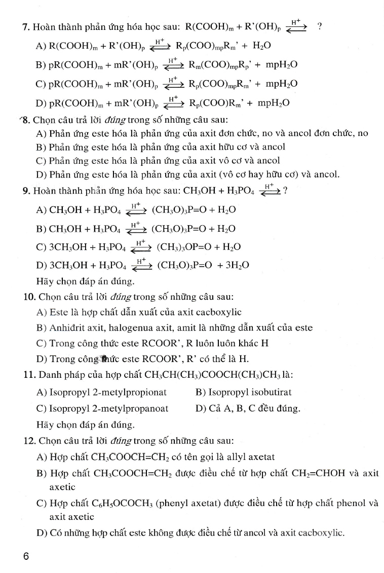 giải chi tiết câu hỏi trắc nghiệm khách quan hóa học 12