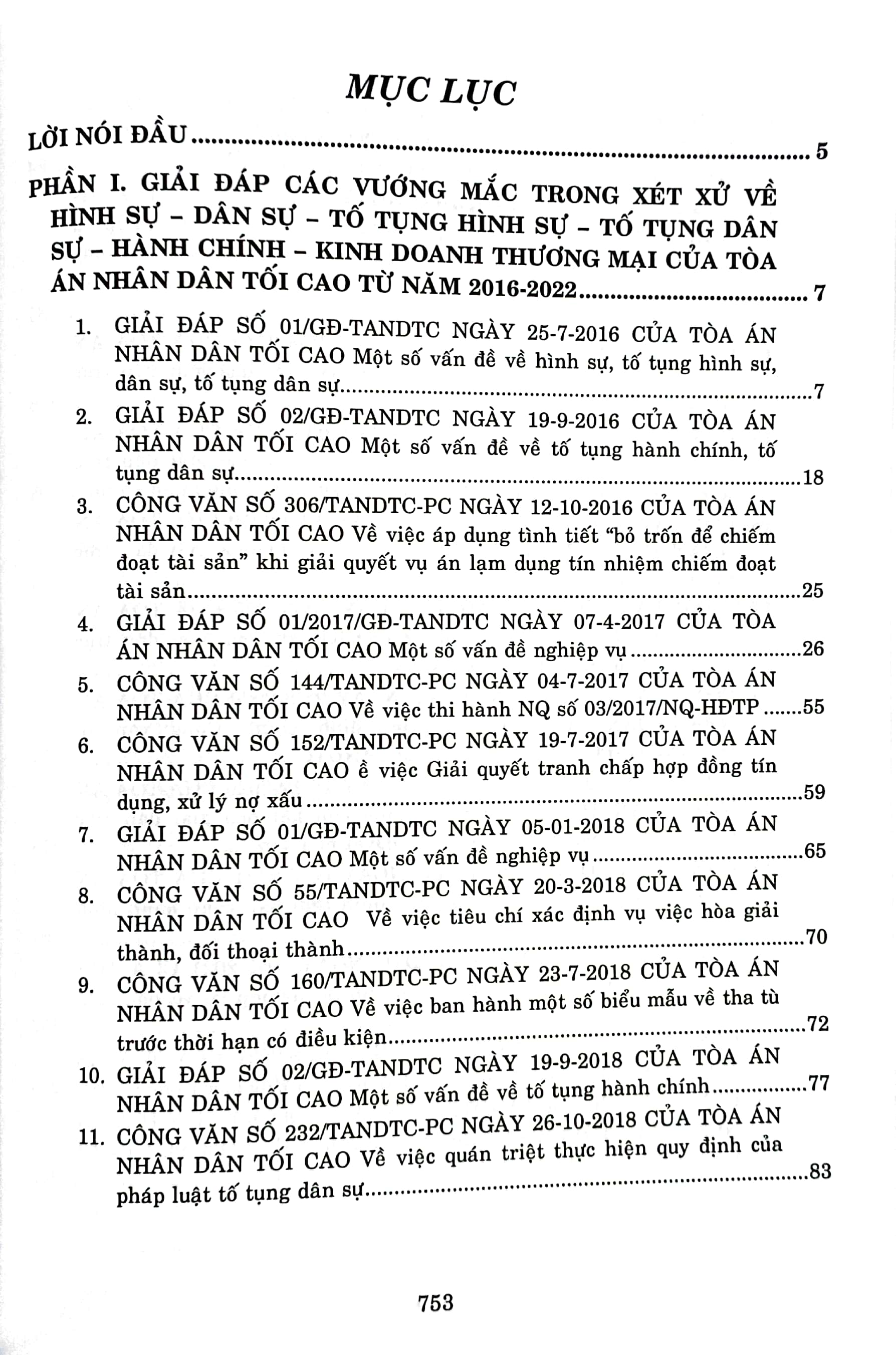 giải đáp vướng mắc trong nghiệp vụ xét xử của tòa án nhân dân tối cao và hệ thống 63 án lệ (mới nhất)