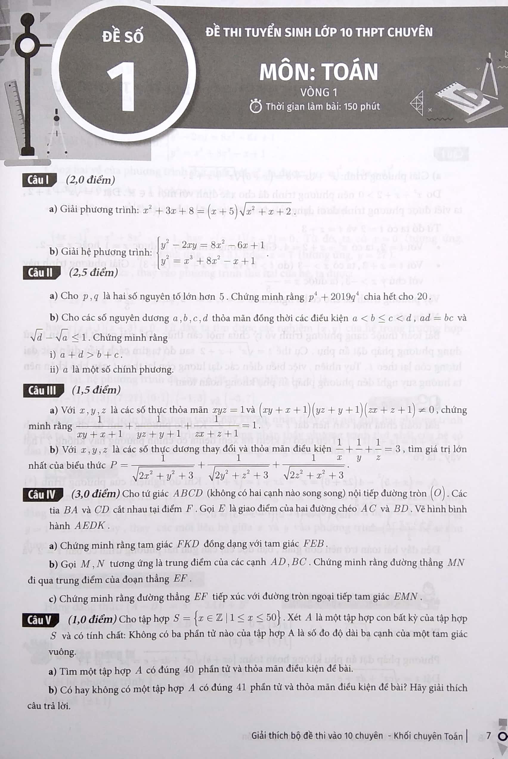 giải thích bộ đề thi vào 10 chuyên - khối chuyên toán