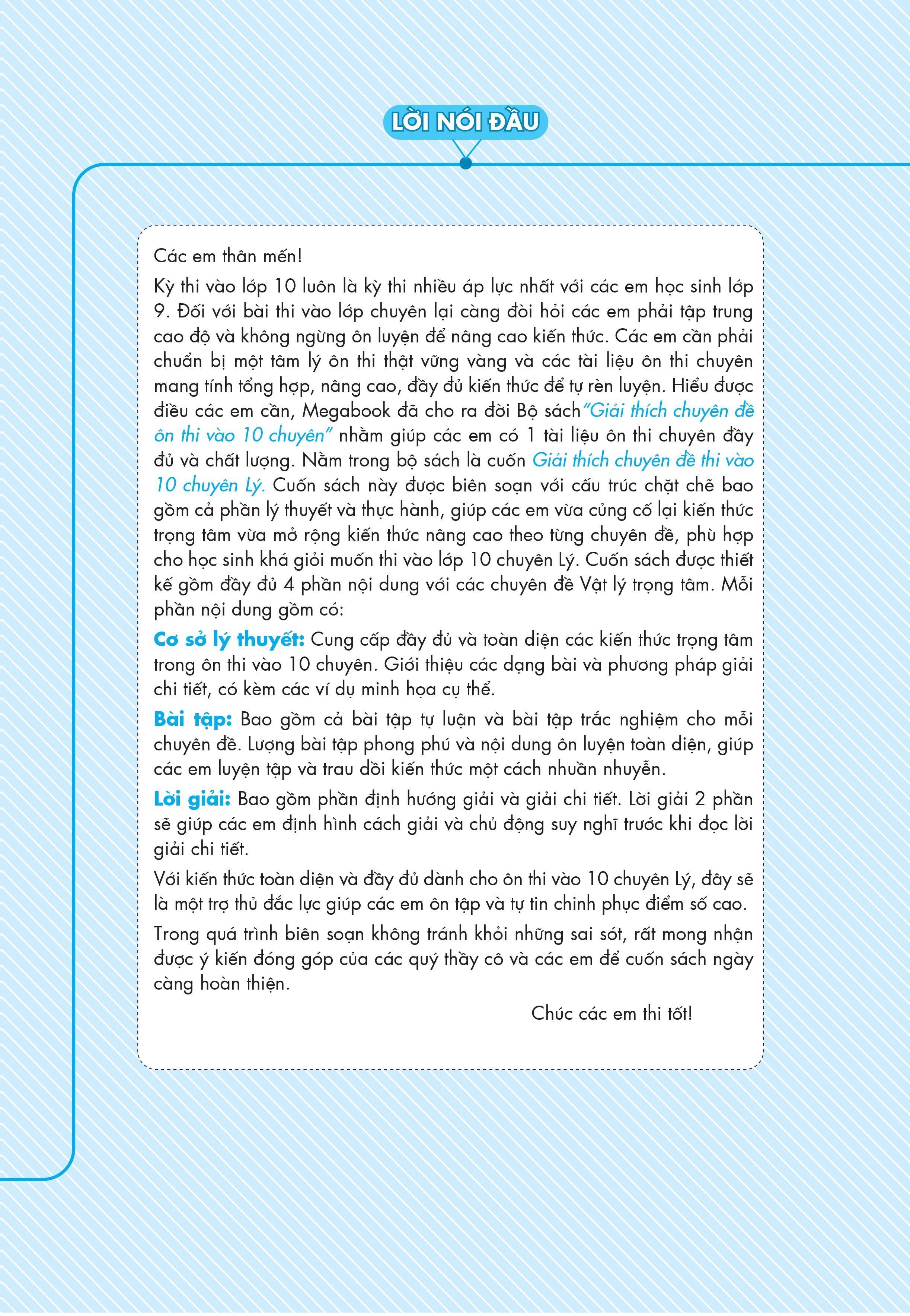 giải thích chuyên đề thi vào 10 chuyên lý