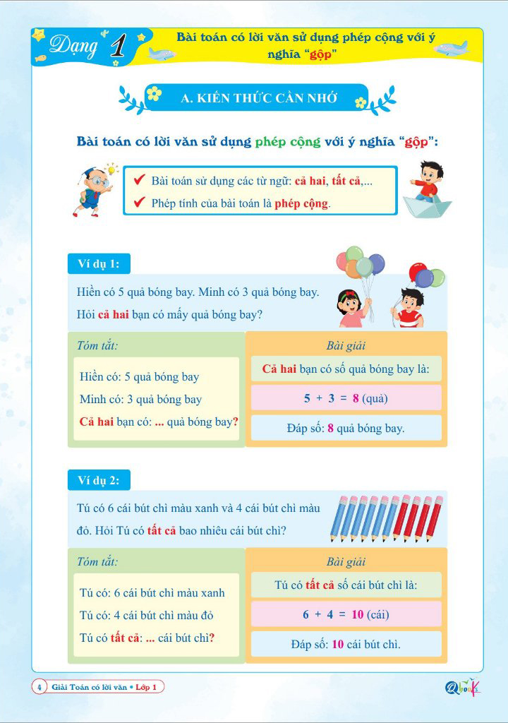 giải toán có lời văn lớp 1