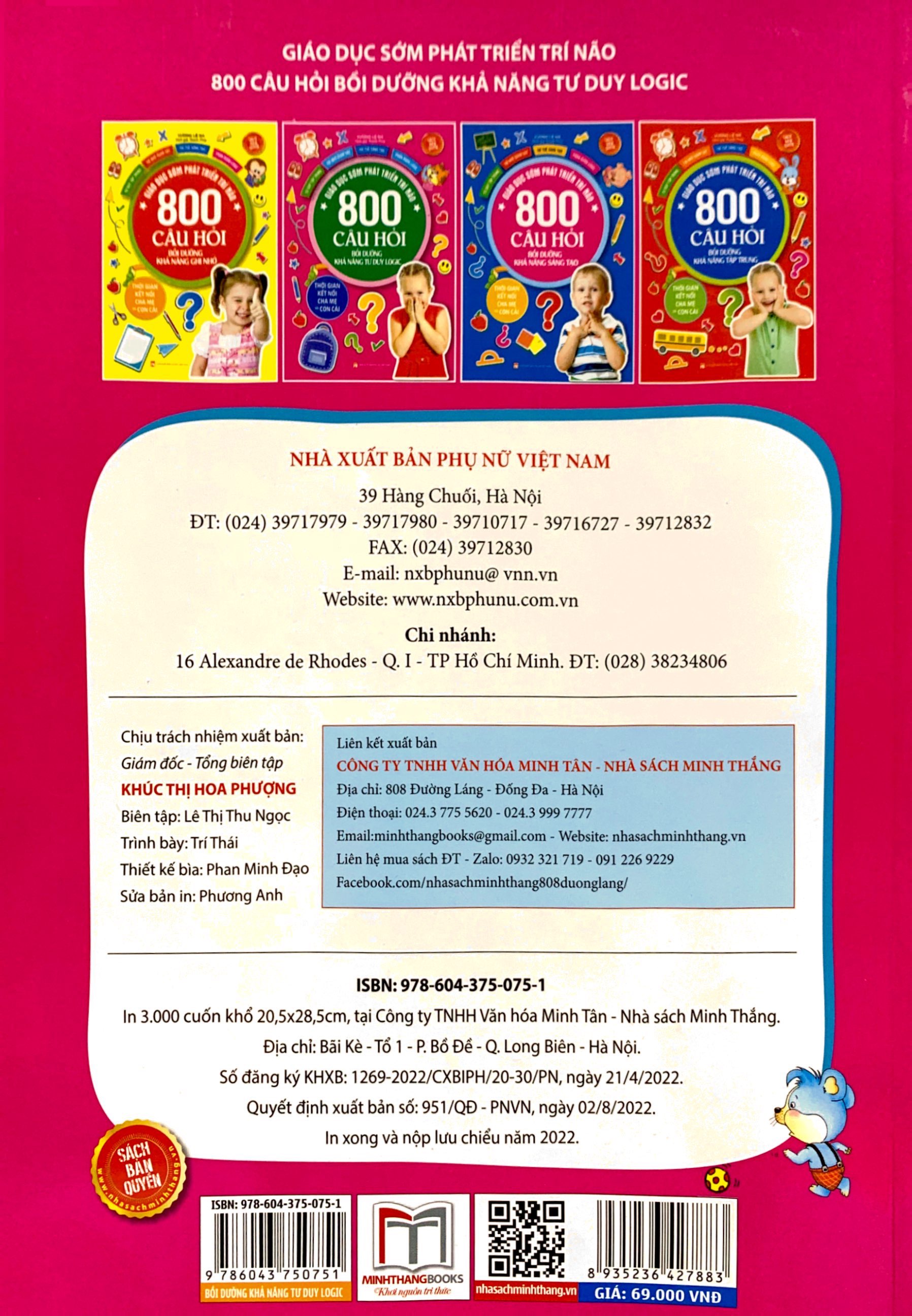 giáo dục sớm phát triển trí não - 800 câu đố - bồi dưỡng khả năng tư duy logic (tái bản)