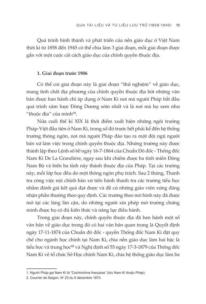 giáo dục việt nam thời kỳ thuộc địa qua tài liệu và tư liệu lưu trữ (1858 - 1945)