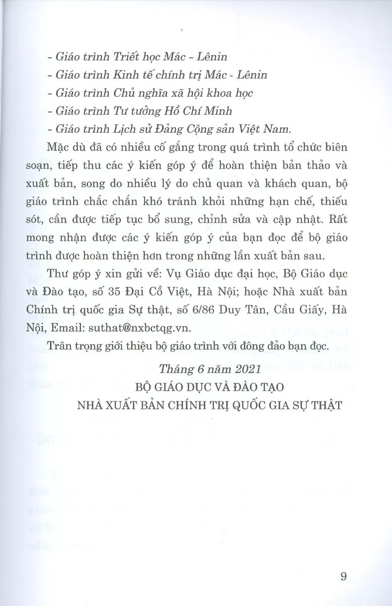 giáo trình kinh tế chính trị mác-lênin (dành cho bậc đại học hệ chuyên lý luận chính trị) (tái bản 2025)