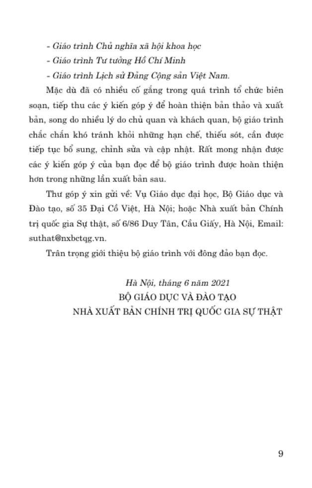 giáo trình lịch sử đảng cộng sản việt nam (dành cho bậc đại học hệ không chuyên lý luận chính trị)