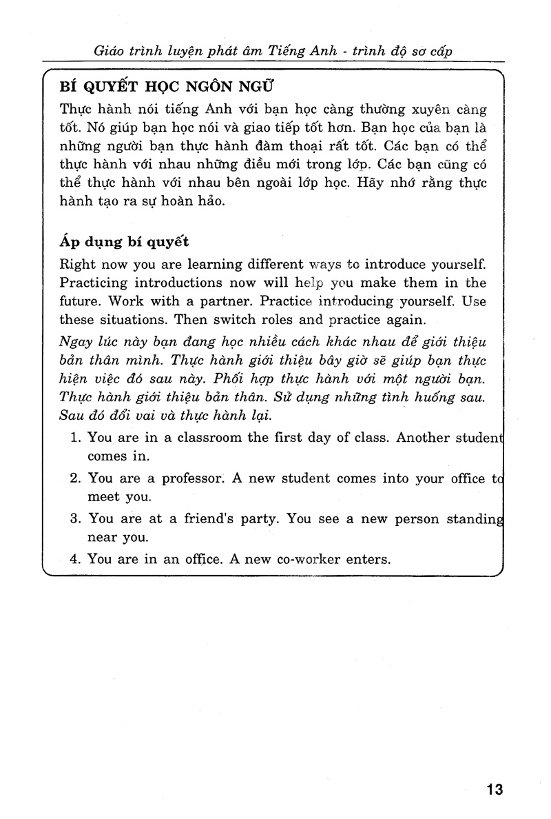 giáo trình luyện kỹ năng nghe - nói tiếng anh_trình độ sơ cấp (+cd)