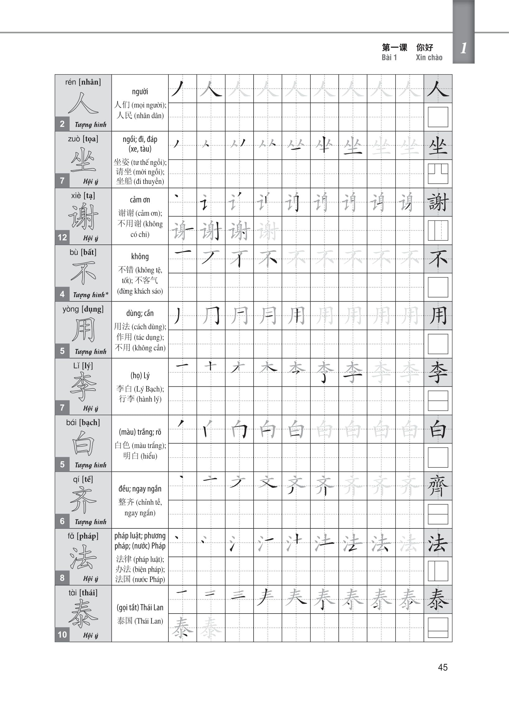 giáo trình tiếng trung tăng cường - luyện viết chữ hán