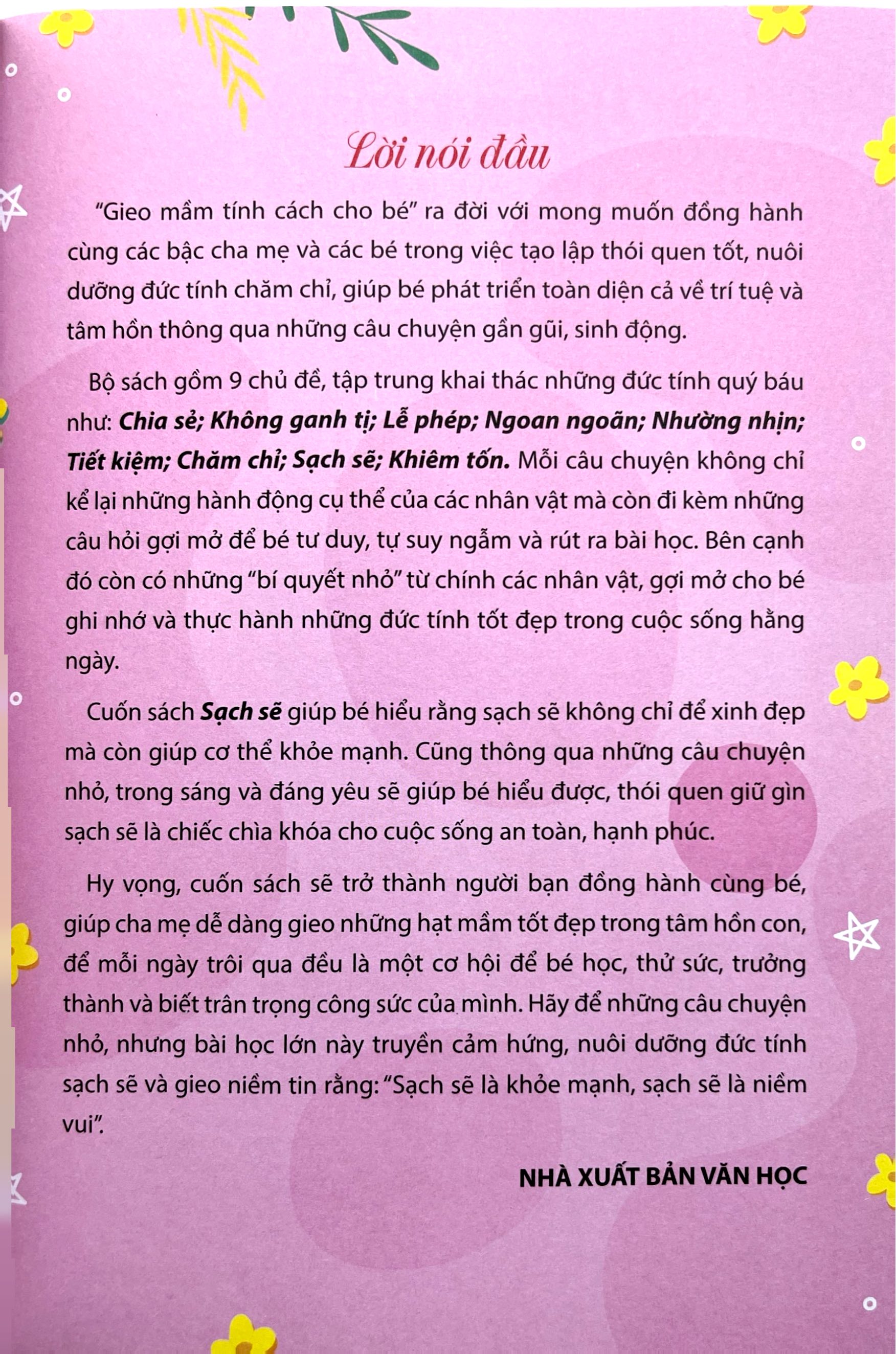 Gieo Mầm Tính Cách Cho Bé - Sạch Sẽ