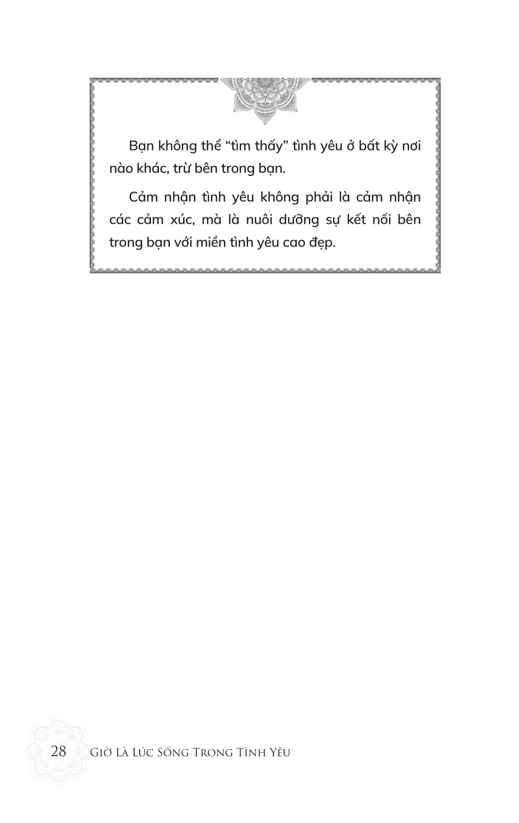 giờ là lúc sống trong tình yêu