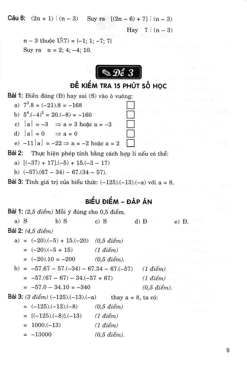 giới thiệu các dạng đề kiểm tra toán 6 (dùng chung cho các bộ sgk hiện hành)