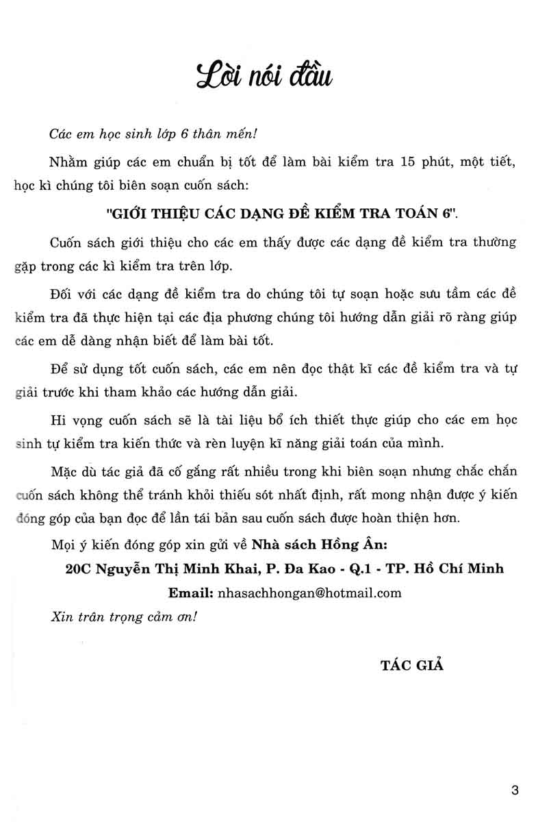 giới thiệu các dạng đề kiểm tra toán 6 (dùng chung cho các bộ sgk hiện hành)