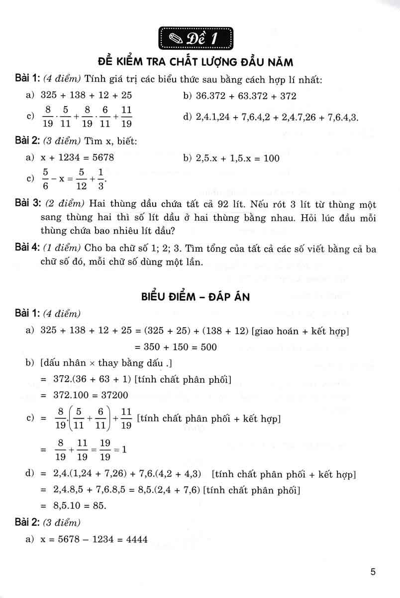 giới thiệu các dạng đề kiểm tra toán 6 (dùng chung cho các bộ sgk hiện hành)