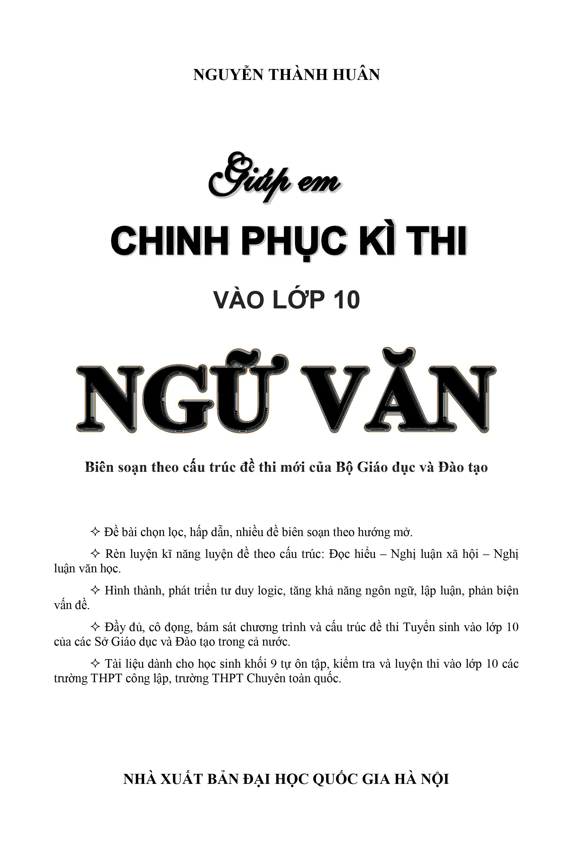 giúp em chinh phục kì thi vào lớp 10 môn ngữ văn