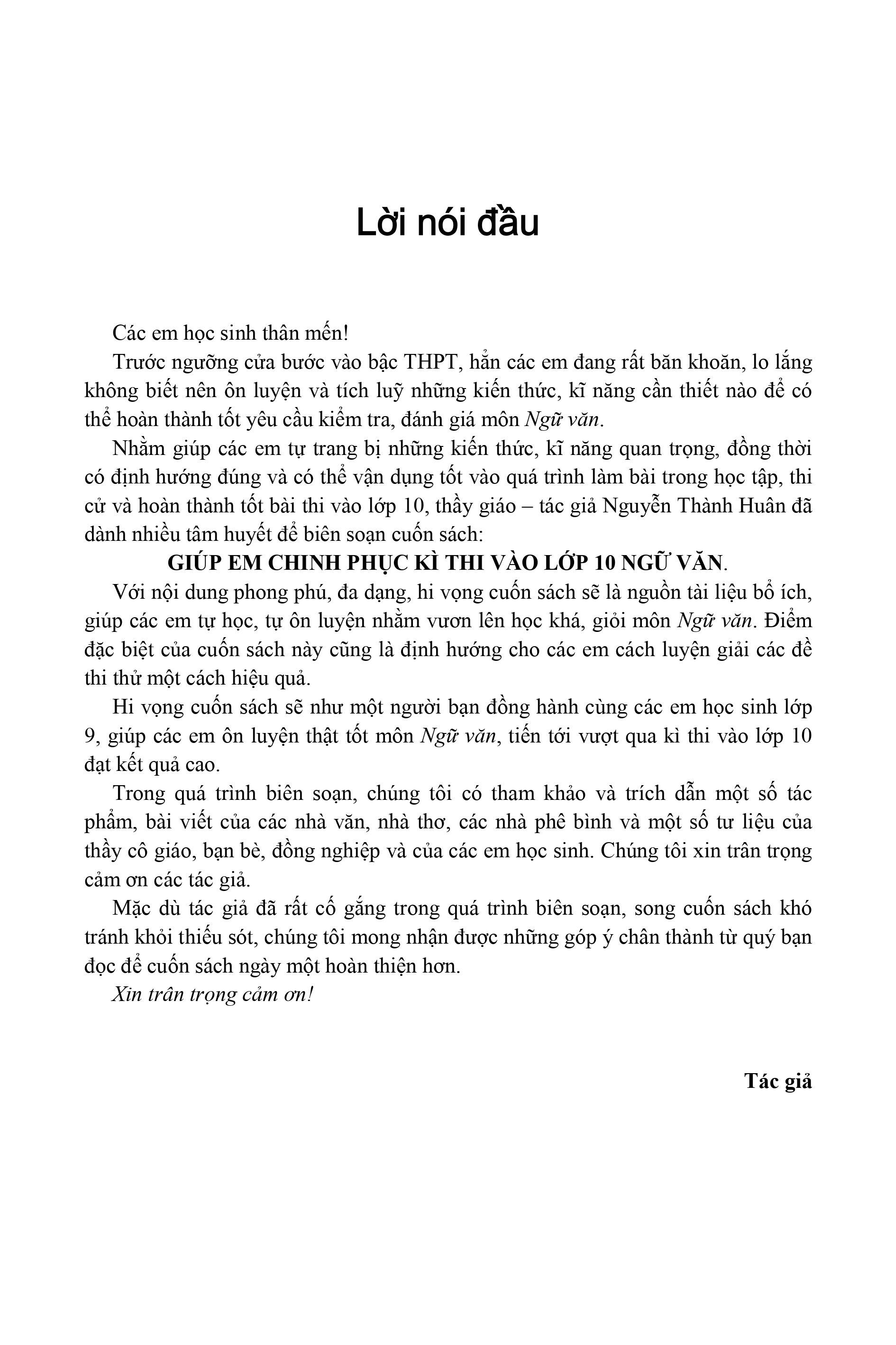 giúp em chinh phục kì thi vào lớp 10 môn ngữ văn