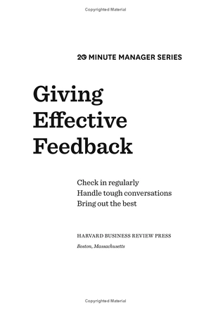 giving effective feedback (hbr 20-minute manager series)
