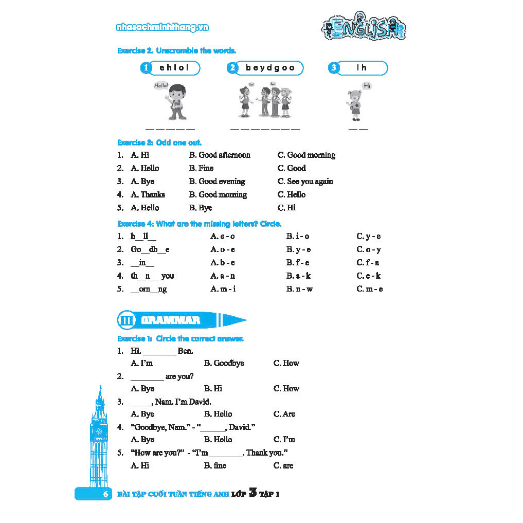 global success - bài tập cuối tuần tiếng anh lớp 3 - tập 1 (có đáp án)