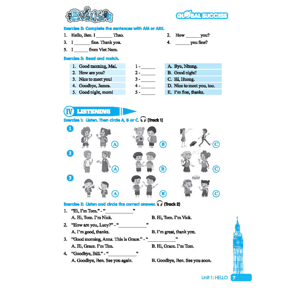 global success - bài tập cuối tuần tiếng anh lớp 3 - tập 1 (có đáp án)
