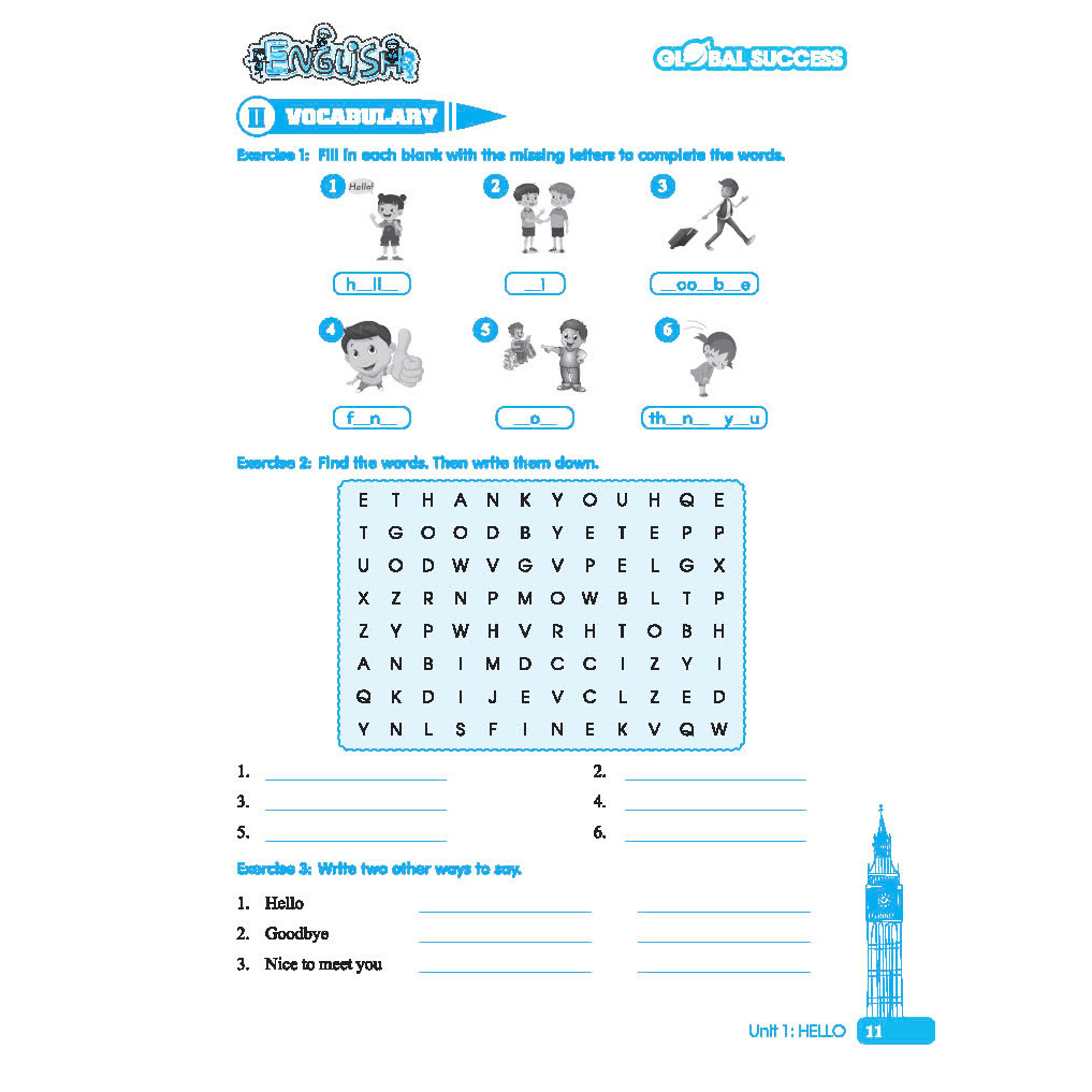 global success - bài tập cuối tuần tiếng anh lớp 3 - tập 1 (có đáp án)