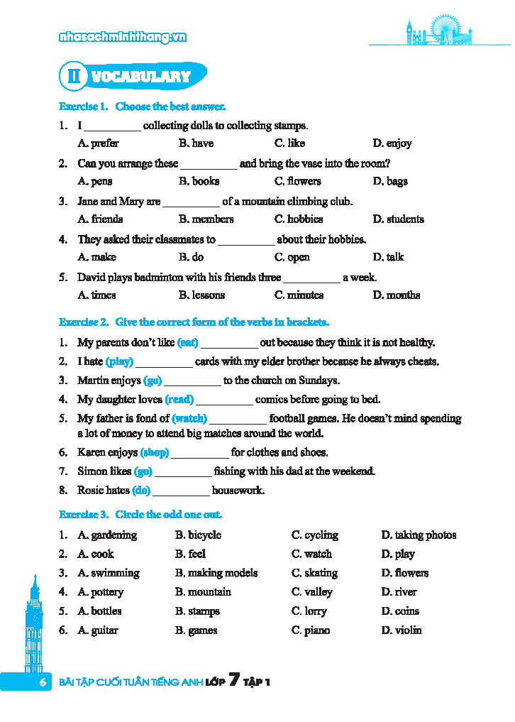 Global Success - Bai Tap Cuoi Tuan Tieng Anh Lop 7 - Tap 1 (Co Dap An)