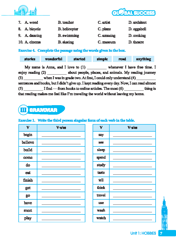 Global Success - Bai Tap Cuoi Tuan Tieng Anh Lop 7 - Tap 1 (Co Dap An)