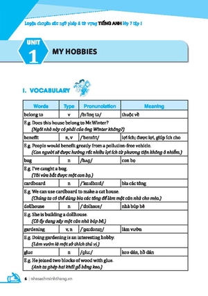global success - luyện chuyên sâu ngữ pháp và từ vựng tiếng anh lớp 7 - tập 1 (tái bản)