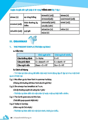 global success - luyện chuyên sâu ngữ pháp và từ vựng tiếng anh lớp 7 - tập 1 (tái bản)