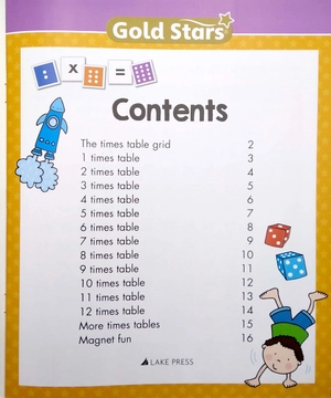 gold stars magnetic board and magnets: times table