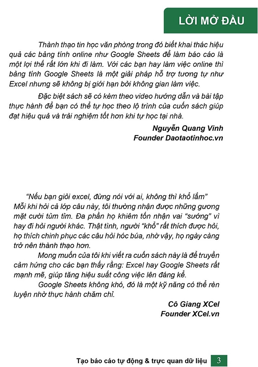 google sheet ứng dụng văn phòng - tạo báo cáo tự động và trực quan dữ liệu