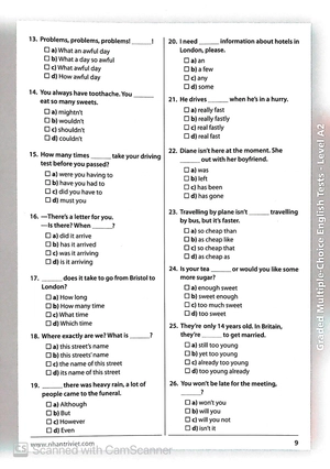 graded multiple - choice english test level a2 (không cd)