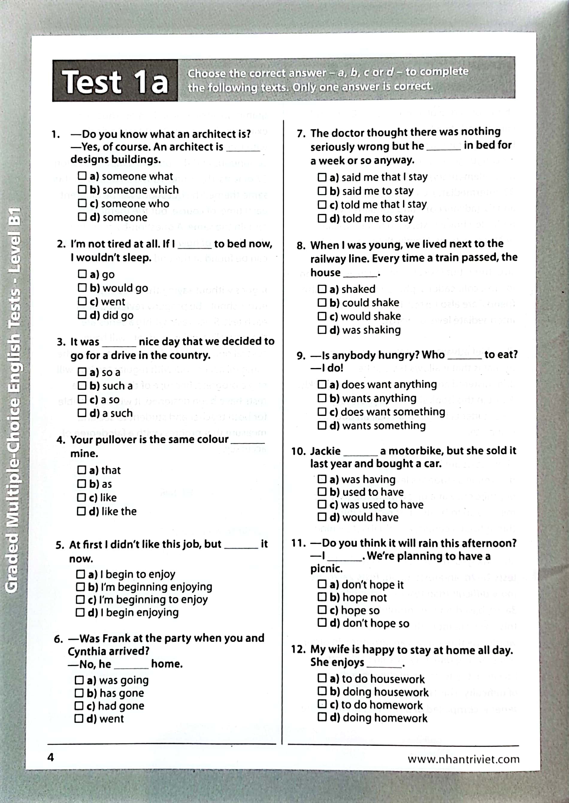 graded multiple - choice english test level b1( không cd)