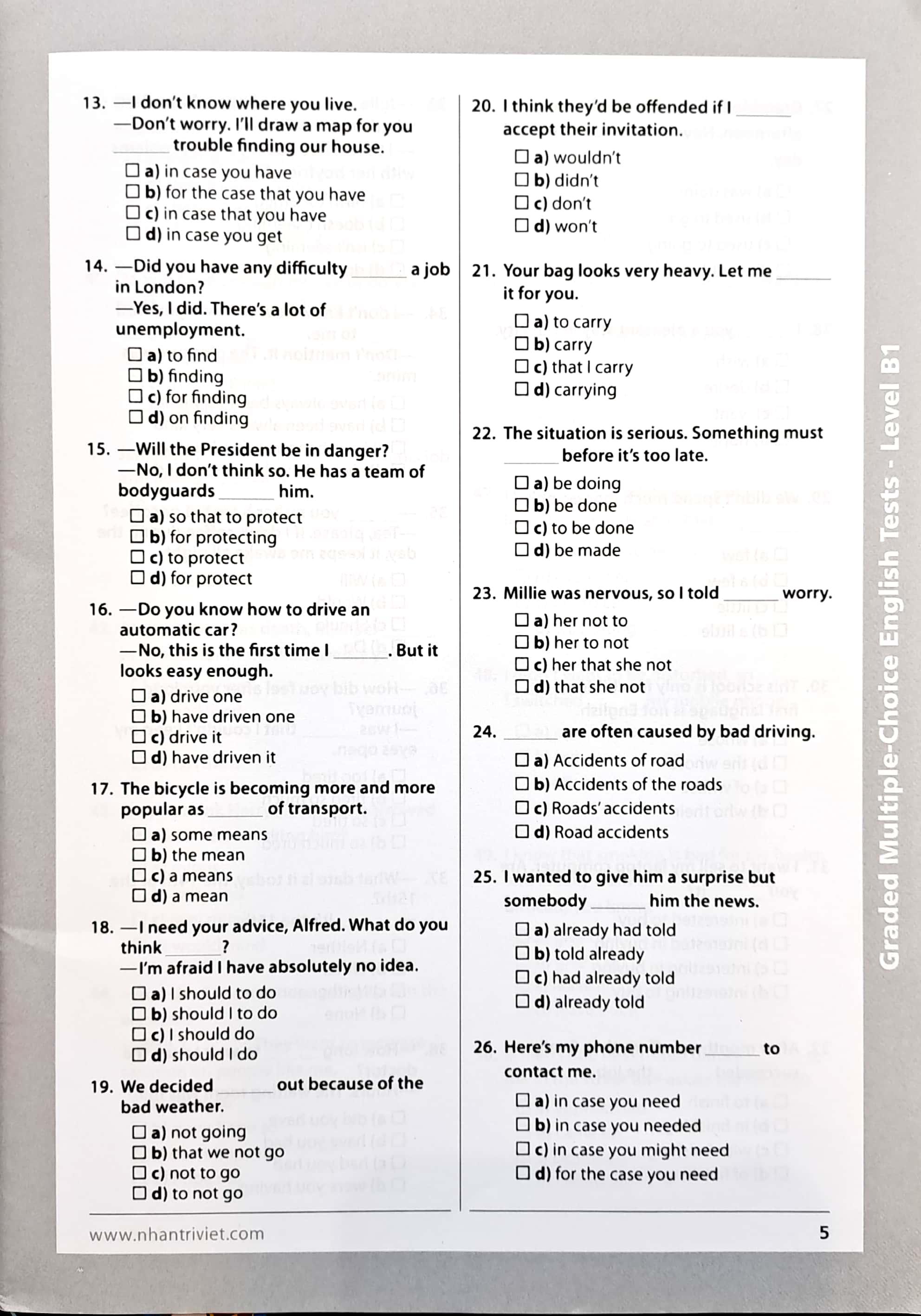 graded multiple - choice english test level b1( không cd)