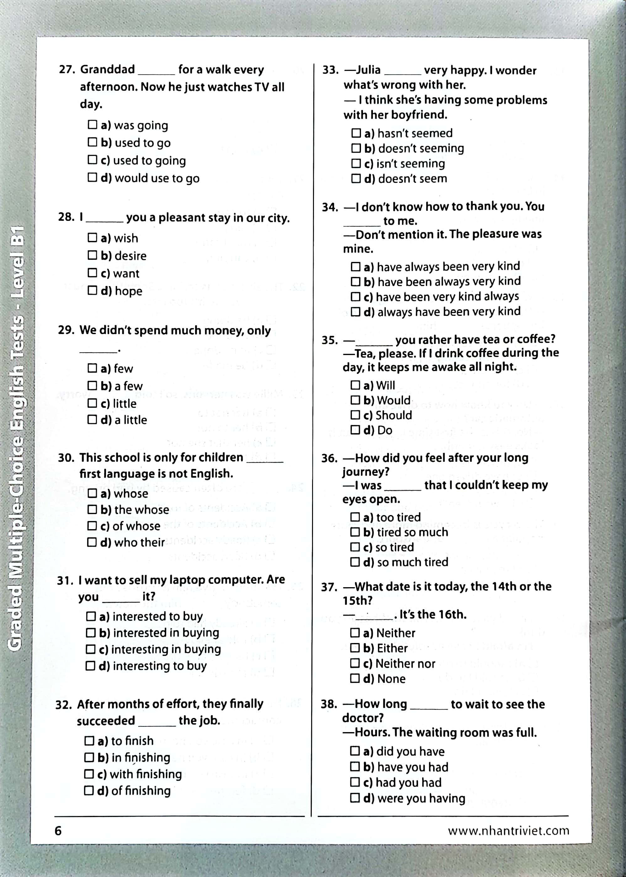 graded multiple - choice english test level b1( không cd)