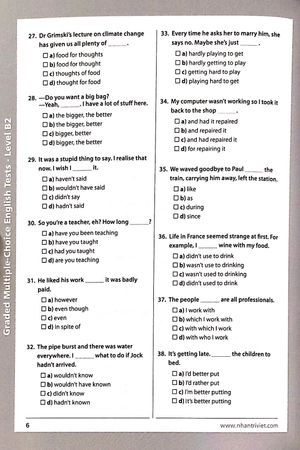 graded multiple - choice english test level b2 (không cd)