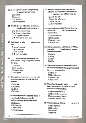 graded multiple - choice english test level c2 (không cd)
