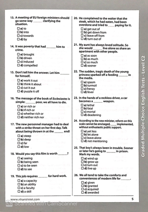graded multiple - choice english test level c2 (không cd)