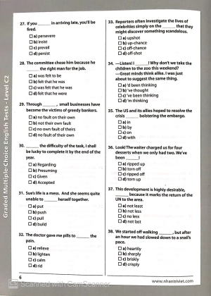 graded multiple - choice english test level c2 (không cd)