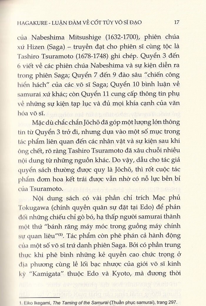 hagakure - luận đàm về cốt tủy võ sĩ đạo