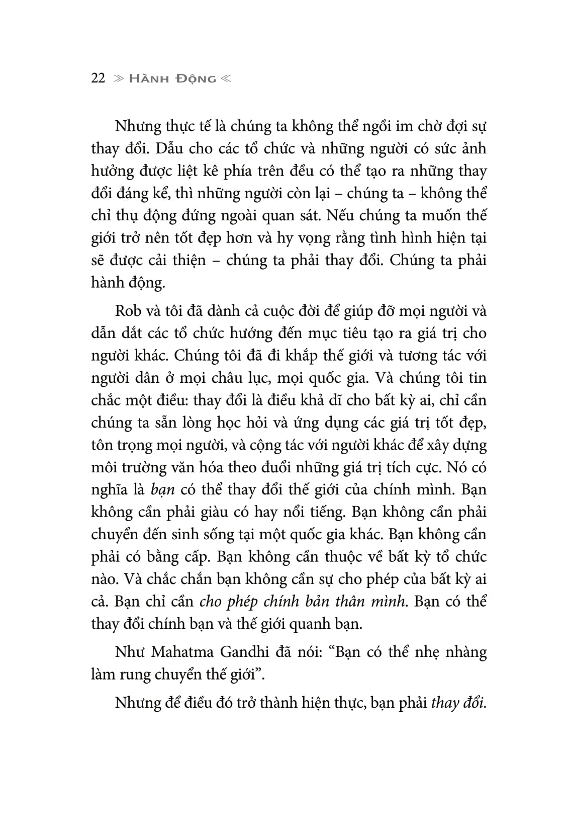 hành động - hành trình tạo nên những thay đổi tích cực