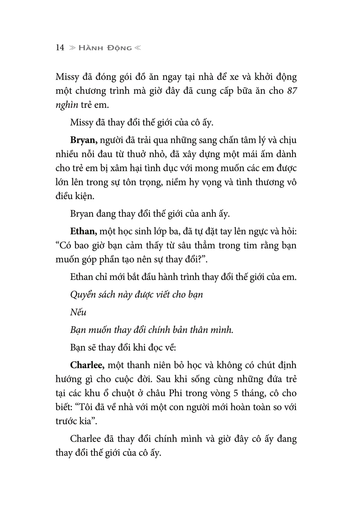hành động - hành trình tạo nên những thay đổi tích cực