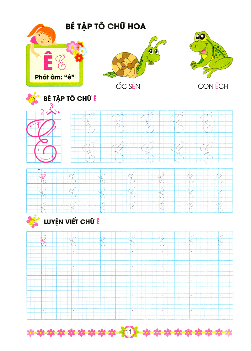 hành trang cho bé vào lớp 1 - bé tập tô chữ hoa