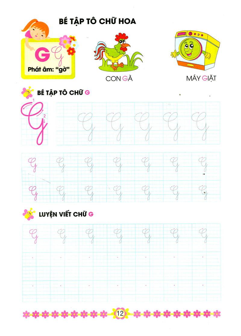 hành trang cho bé vào lớp 1 - bé tập tô chữ hoa