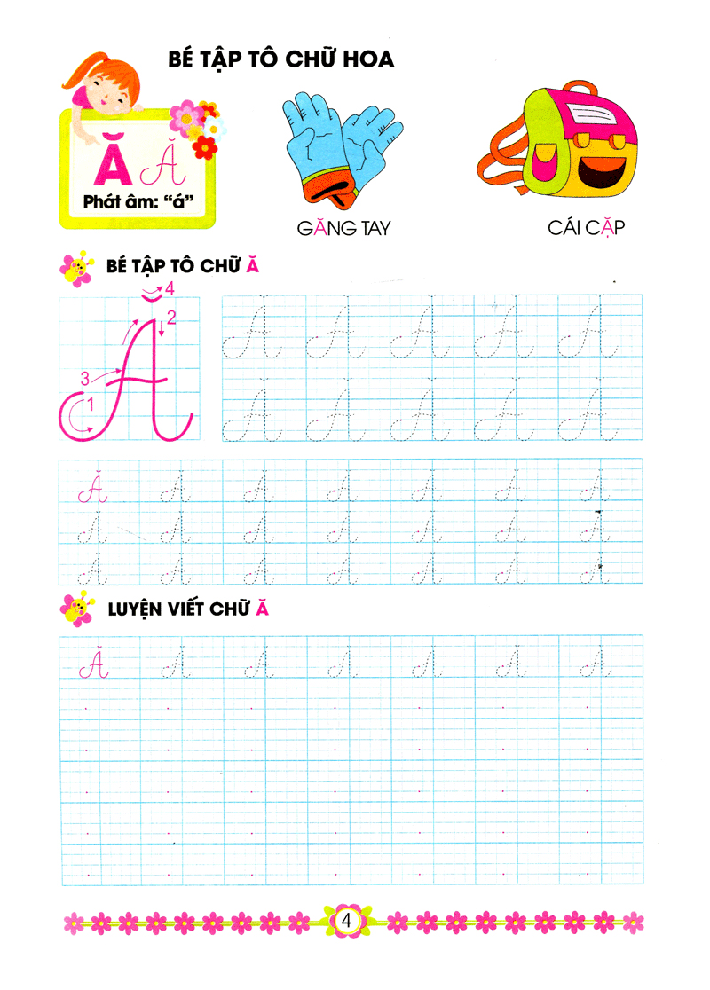 hành trang cho bé vào lớp 1 - bé tập tô chữ hoa