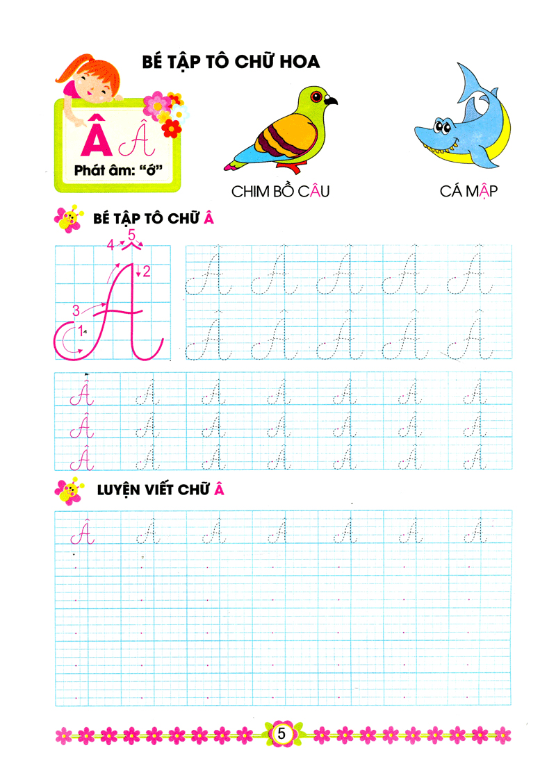 hành trang cho bé vào lớp 1 - bé tập tô chữ hoa