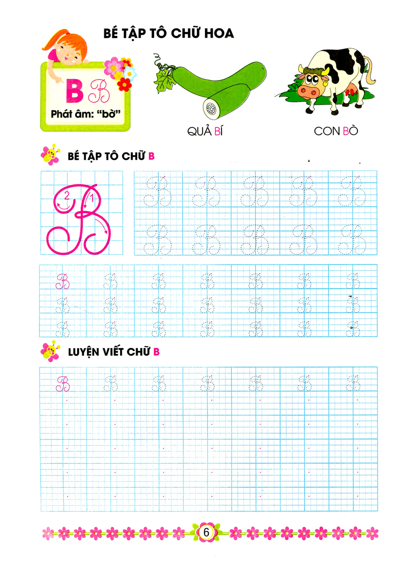 hành trang cho bé vào lớp 1 - bé tập tô chữ hoa